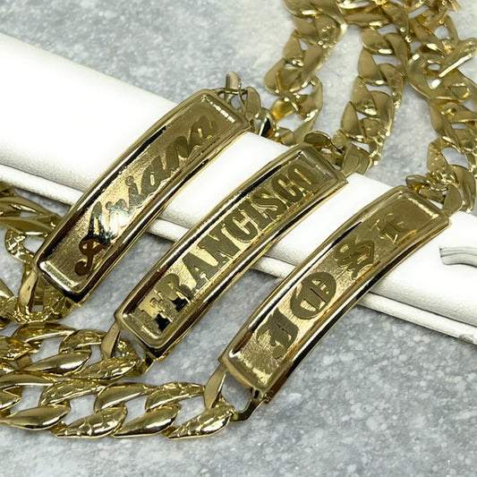 3D NAME PLATE BRACELET 18K GOLD PLATED