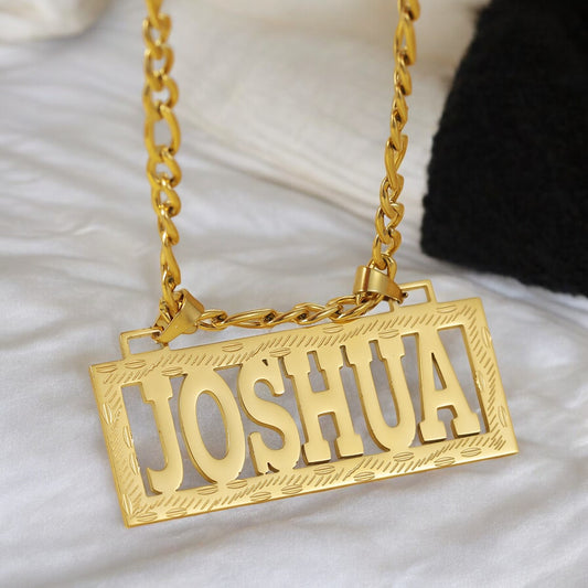 HOLLOW NAME NECKLACE 18K GOLD PLATED