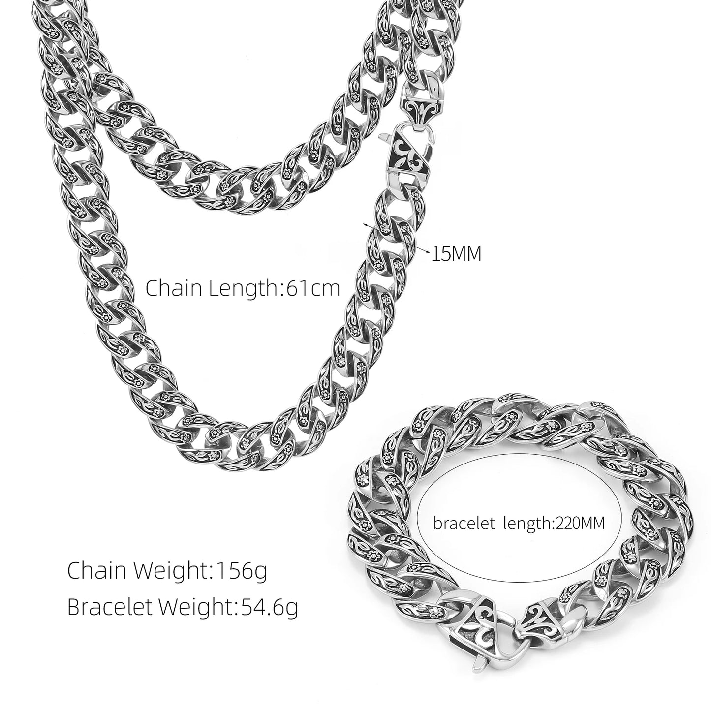 FLOWER PATTERN CUBAN LINK CHAIN