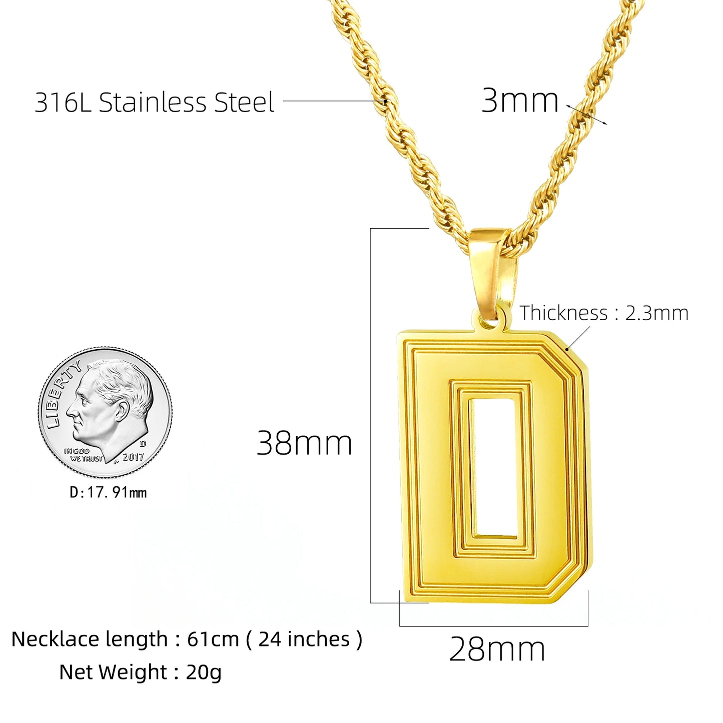 LETTER PENDANT NECKLACE A-Z